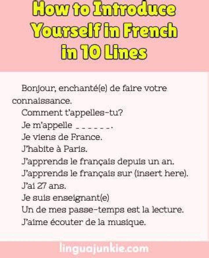How do you introduce yourself in French 10 lines