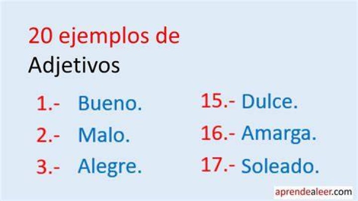 ¿Qué son los adjetivos 20 ejemplos