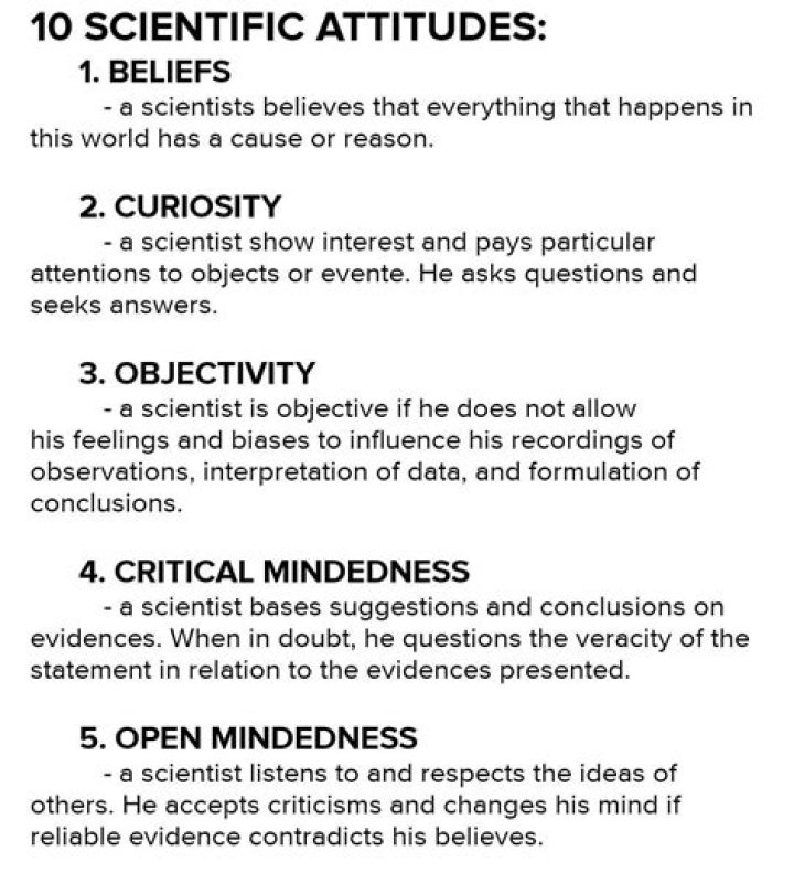 What are the 10 scientific attitudes