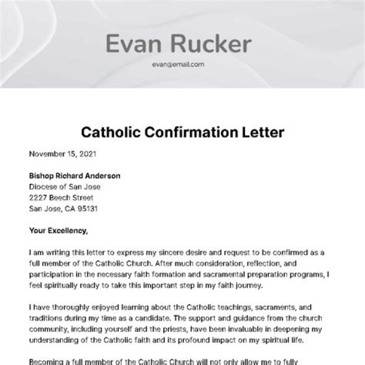What do you write in a Catholic confirmation letter