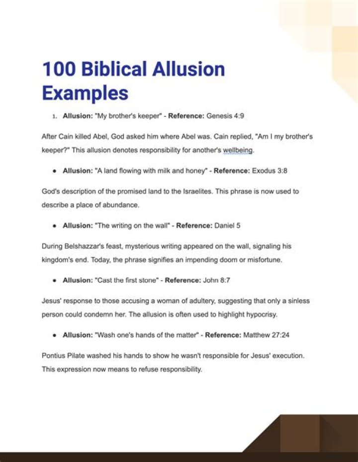 What is an example of a biblical allusion
