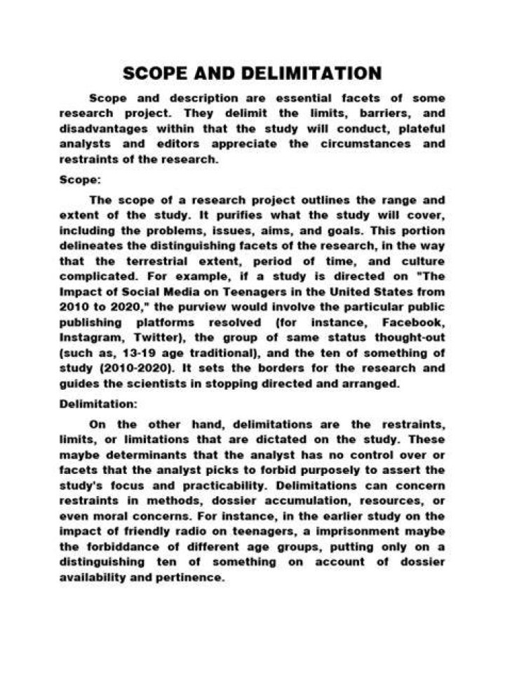 What is scope and delimitation of the study